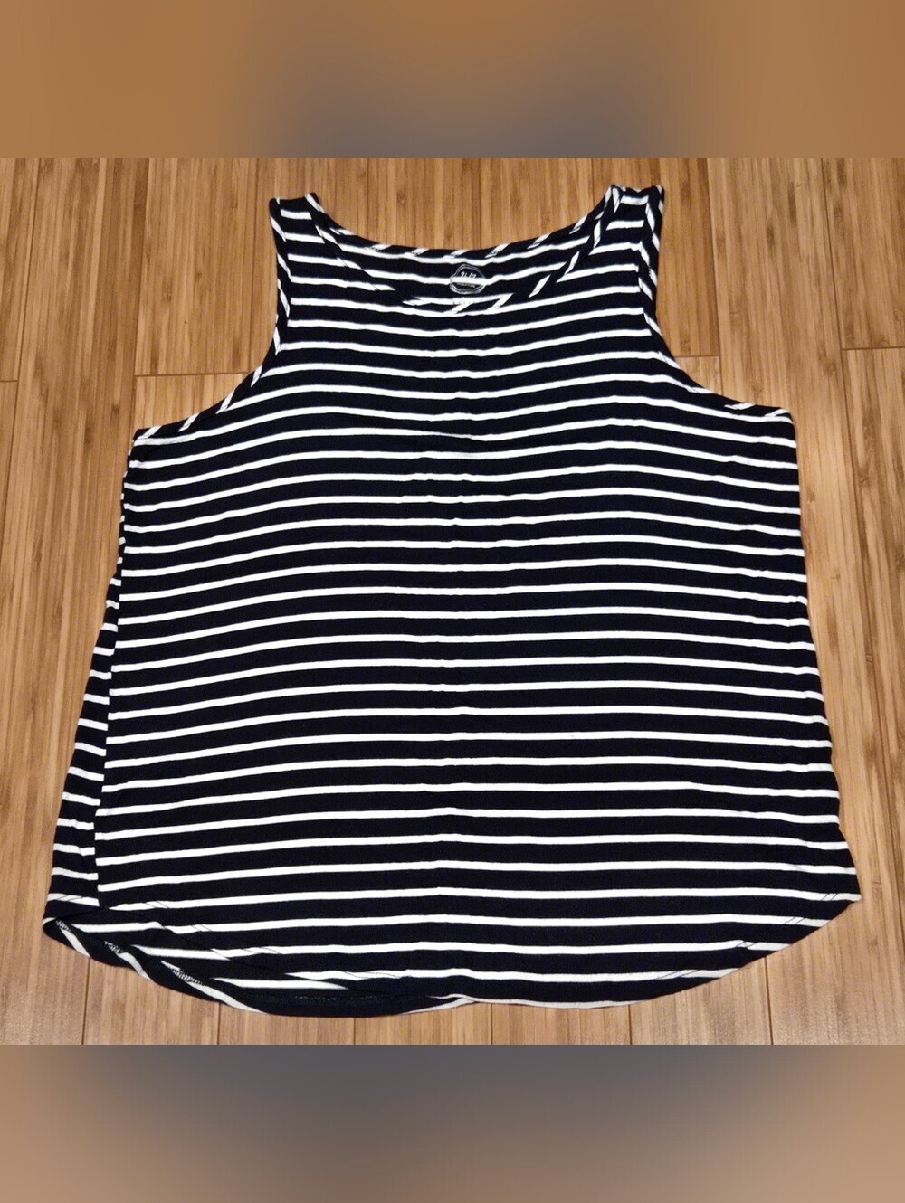 Maurices 24 / 7 Striped Black & White Sleeveless Tank Top